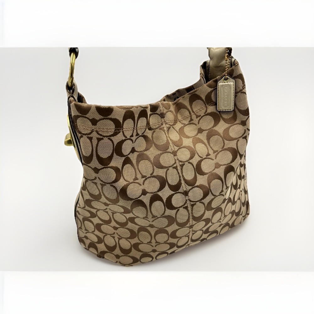Coach Purse Bag Signature C Jacquard Hobo Shoulder Leather canvas Y2K READ‎